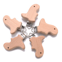 (Z) 5Pcs/Lot New Arrival Lovely Wooden Pacifier Clip Natural Beech Wood Accessories for Baby Handmade Dummy Clips Pacifier Chain