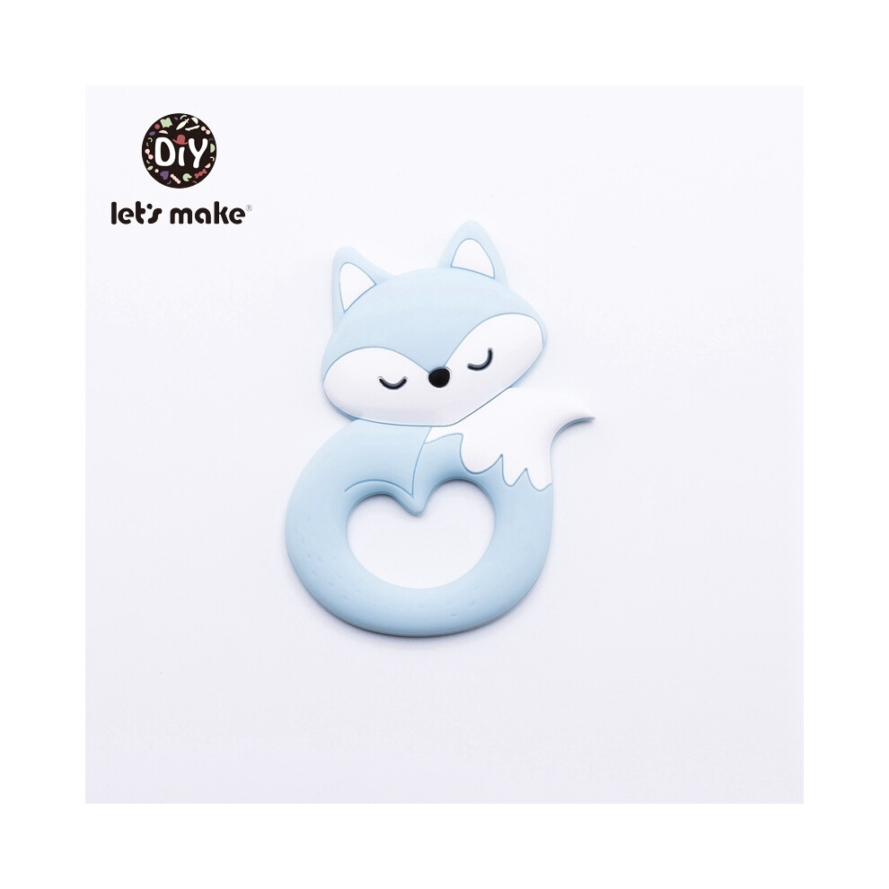 (Blue) Baby Teether Food Grade Silicone Teethers Cartoon Animals Duck Diy Nursing Teething Pacifier Clip Baby Toy Teething Accessories Blue Maxpower