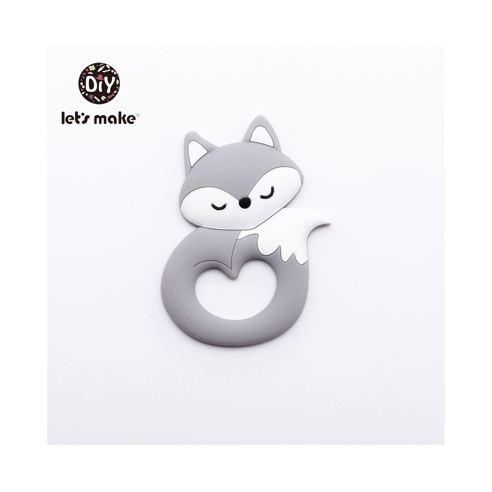 (Gray) Baby Teether Food Grade Silicone Teethers Cartoon Animals Duck Diy Nursing Teething Pacifier Clip Baby Toy Teething Accessories Gray Maxpower
