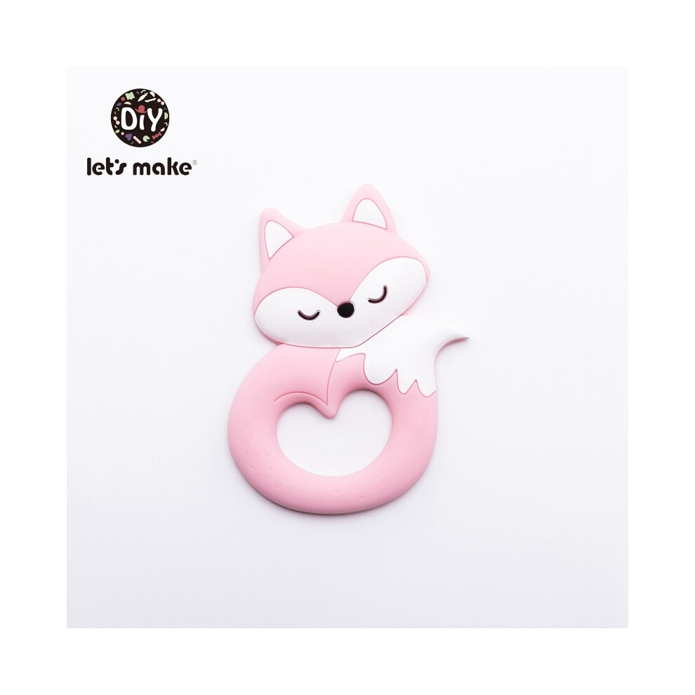 (Pink) Baby Teether Food Grade Silicone Teethers Cartoon Animals Duck Diy Nursing Teething Pacifier Clip Baby Toy Teething Accessories Pink Maxpower