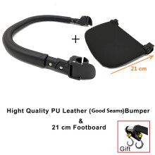 (seam leather x board) MomTan Baby Stroller Accessories Armrest PU Leather Bumper Bar Handrail Extend Footboard Hook For Babyzen YOYO 2  YOYO+