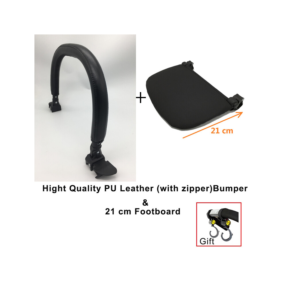 Maxpower (Zipper Leather Board) Momtan Baby Stroller Accessories Armrest Pu Leather Bumper Bar Handrail Extend Footboard Hook For Babyzen Yoyo 2 Yoyo+