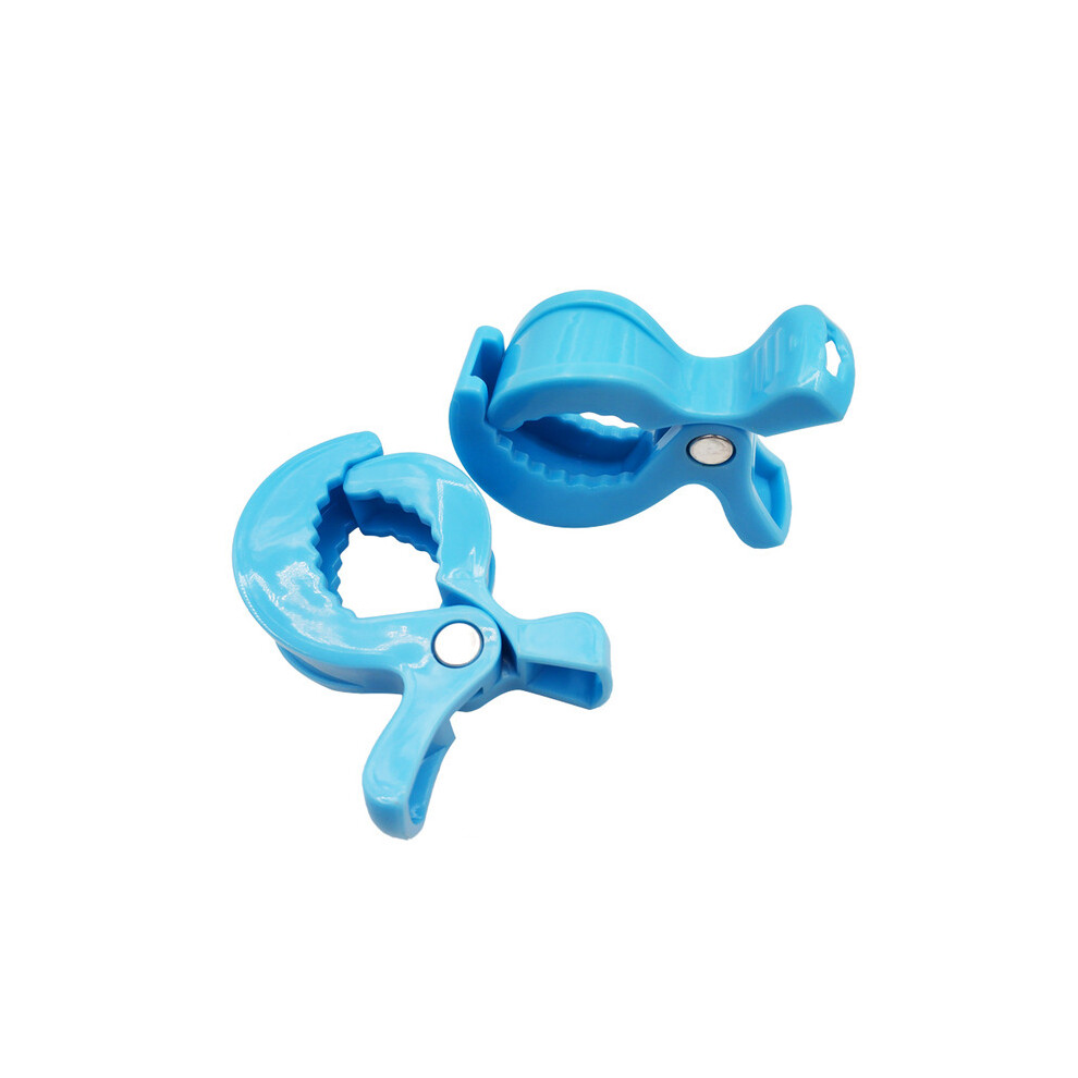 (Blue 2pcs) 2pc/lot Baby Colorful Car Seat Accessories Plastic Pushchair Toy Clip Pram Stroller Peg To Hook Cover Blanket Mosquito Net