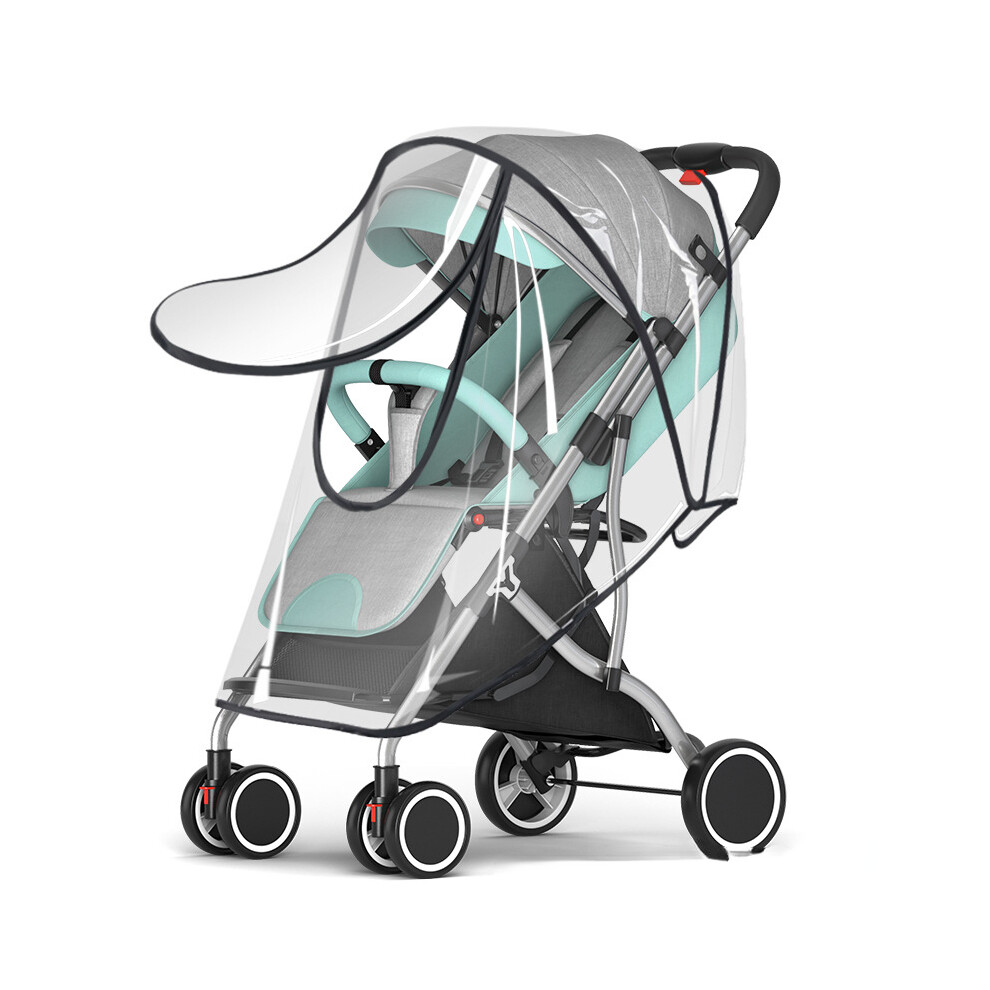 (Zipper EVA Raincover) Universal Stroller Rain Cover Baby Car Weather Wind Sun Transparent Breathable Trolley Umbrella Raincoat Accessories