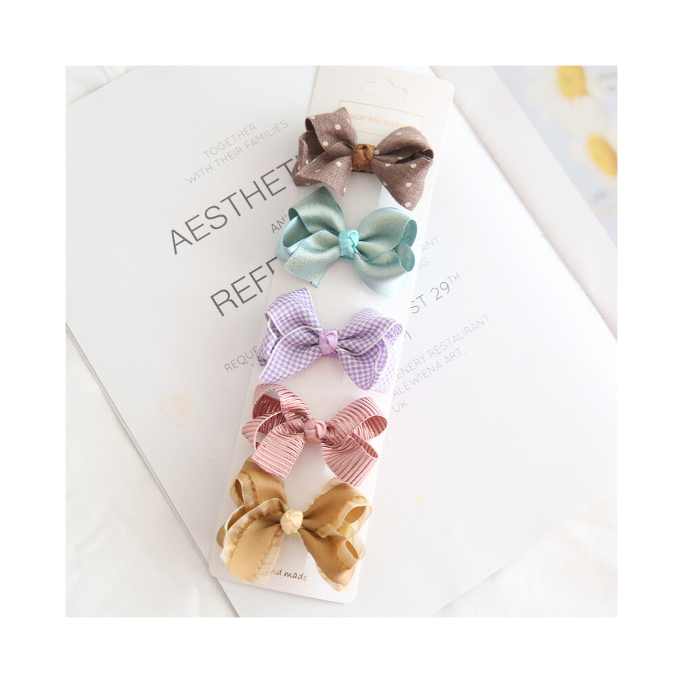 Maxpower (Blue) 5Pcs/Lot Children's Headwear Baby Hair Accessories Clip Bows For Girls All Cloth Hairpin