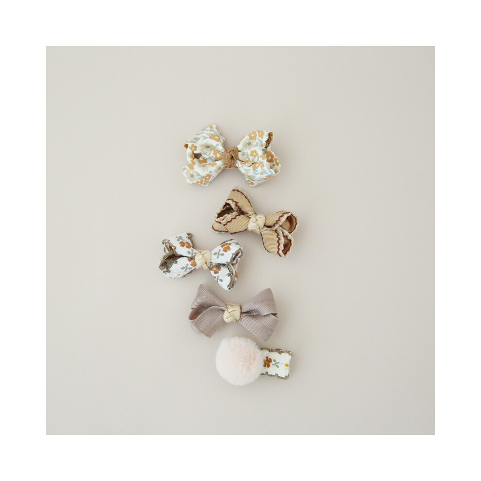Maxpower (Champagne) 5Pcs/Lot Children's Headwear Baby Hair Accessories Clip Bows For Girls All Cloth Hairpin