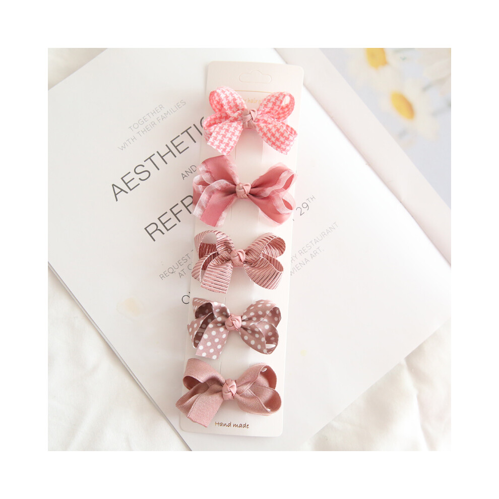 Maxpower (Fuchsia) 5Pcs/Lot Children's Headwear Baby Hair Accessories Clip Bows For Girls All Cloth Hairpin