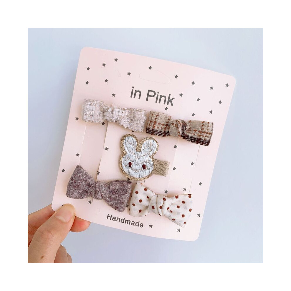 Maxpower (Gray) 5Pcs/Lot Children's Headwear Baby Hair Accessories Clip Bows For Girls All Cloth Hairpin