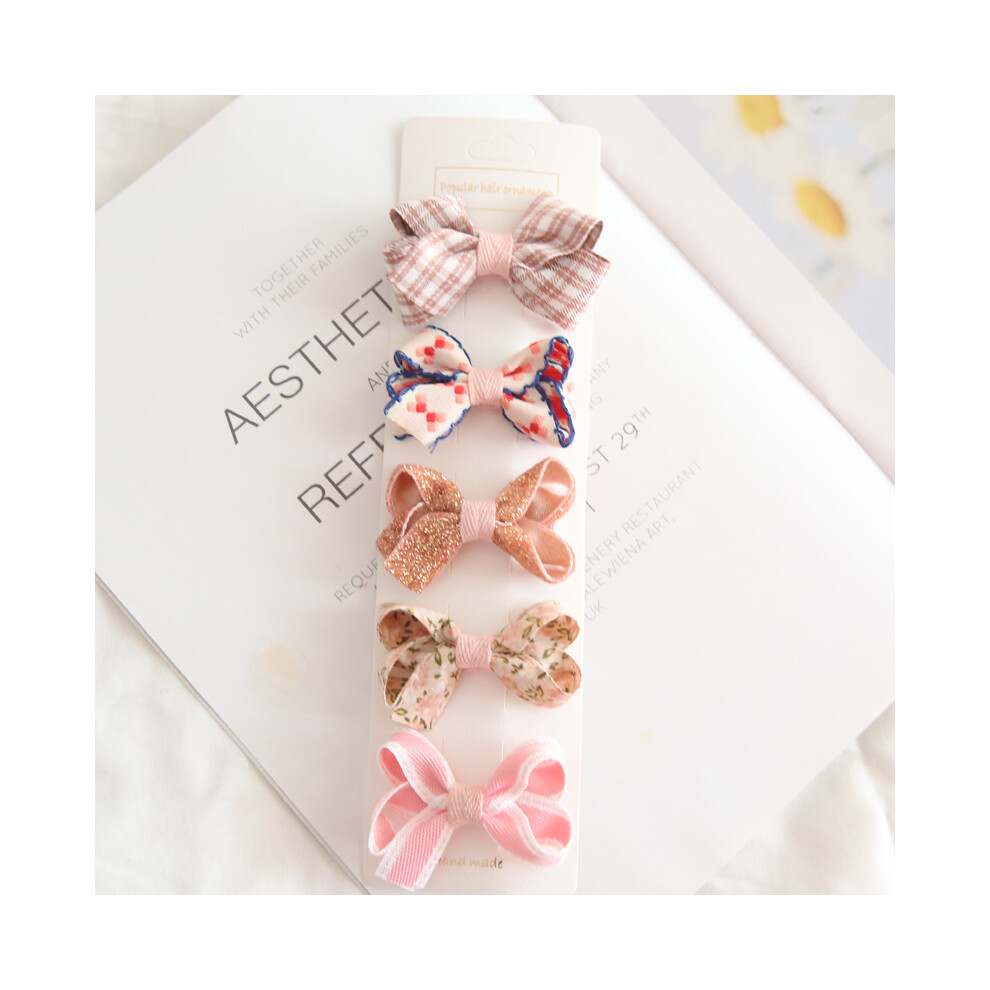 (MULTI) 5Pcs/Lot Children's Headwear  Baby Hair Accessories  Clip Bows For Girls All Cloth Hairpin-image-OPC-PG8NSX5-NEW