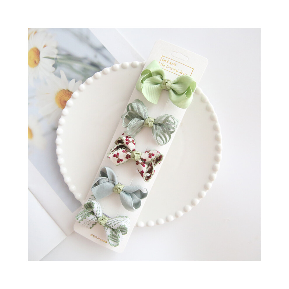 Maxpower (Turquoise) 5Pcs/Lot Children's Headwear Baby Hair Accessories Clip Bows For Girls All Cloth Hairpin