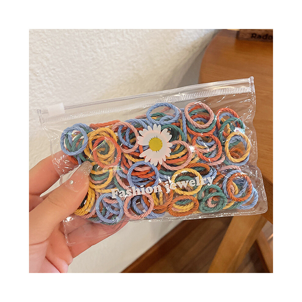 Maxpower (100Pcs- A2) Set Kids Hair Accessories For Girls High Elastic Solid Hairband Baby Rubber Hair Bands Cute Children's Ropes Ties