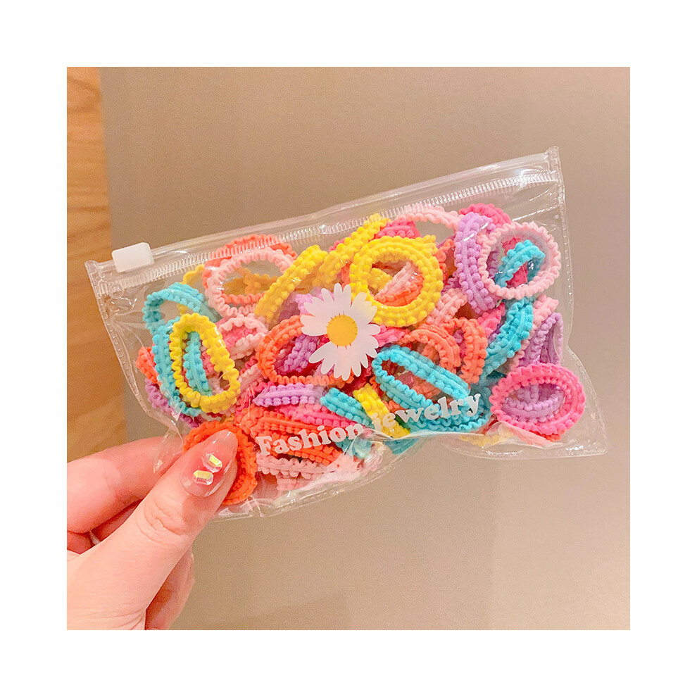 Maxpower (50Pcs-A14) Set Kids Hair Accessories For Girls High Elastic Solid Hairband Baby Rubber Hair Bands Cute Children's Ropes Ties