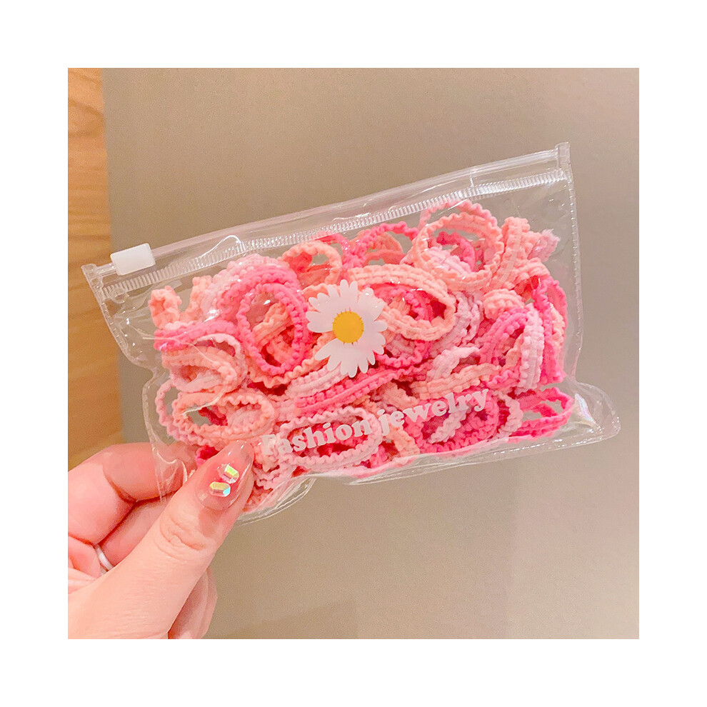 Maxpower (50Pcs-A19) Set Kids Hair Accessories For Girls High Elastic Solid Hairband Baby Rubber Hair Bands Cute Children's Ropes Ties
