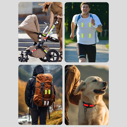 (WHITE) 10PCS baby stroller anti-collision reflective patch bicycle night light patch safety warning patch multiple uses 2