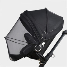(Black) Zipper type fly protection accessories children's crib summer mesh carriage full cover mosquito net baby stroller trolley