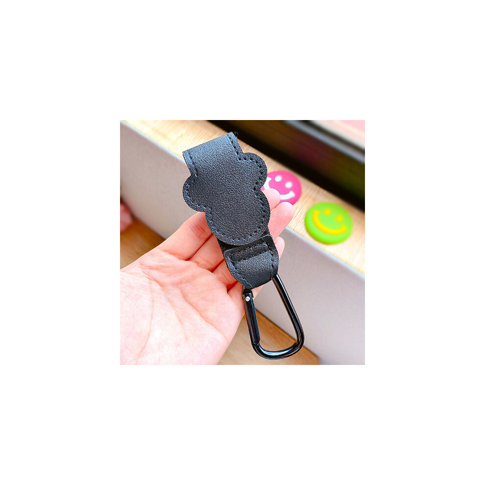 (black) New Cartoon PU Leather Baby Bag Stroller Hook Rotatable Cart Organizer Pram Hook Pram Rotate 360 Degree Stroller Accessories