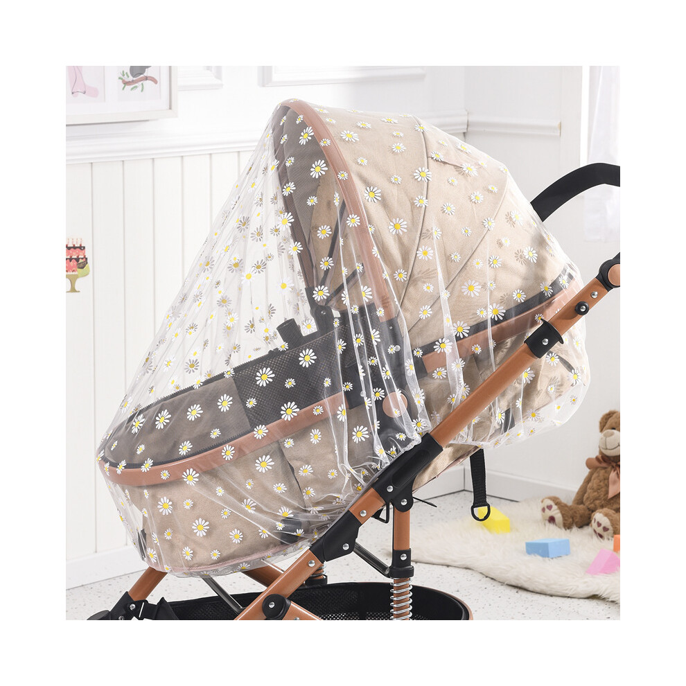 Maxpower ( Daisy) Universal Pram Net Baby Sunshades Mosquito Net Buggys Insect Net Fly Net Protection Cover For Stroller Pushchair White