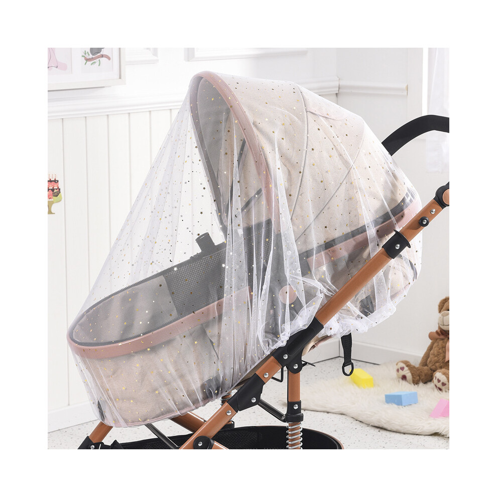 ( Star) Universal Pram Net Baby Sunshades Mosquito Net Buggys Insect Net Fly Net Protection Cover For Stroller Pushchair White Maxpower