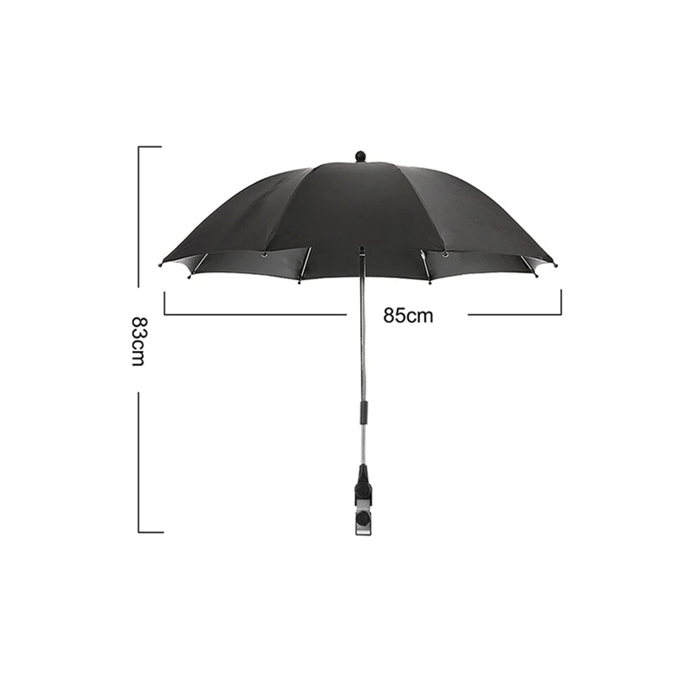 (85cm-Black) Outdoor Stroller Folding Umbrella Uv Protection Sun Protection And Rain Protection Adjustable Universal Stroller Sunshade