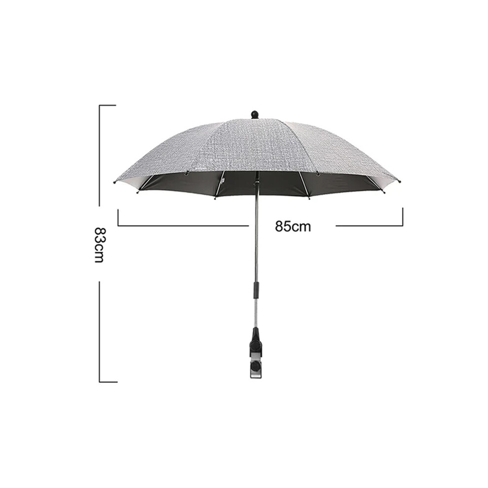 (85Cm-) Outdoor Stroller Folding Umbrella Uv Protection Sun Protection And Rain Protection Adjustable Universal Stroller Sunshade Grey Maxpower