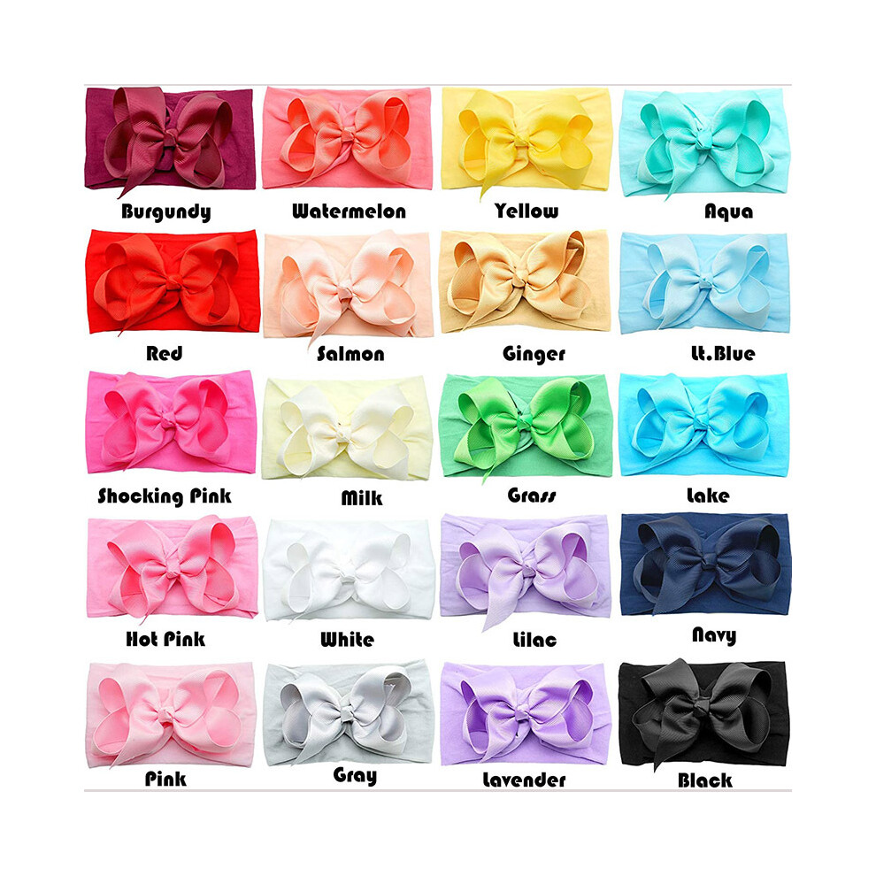 Maxpower (20Pcs Headband) 20Pcs Soft Baby Headbands With 4.5 Inches Hair Bows Headwraps For Baby Girl Head Band Newborns Hair Accessories Hair Band