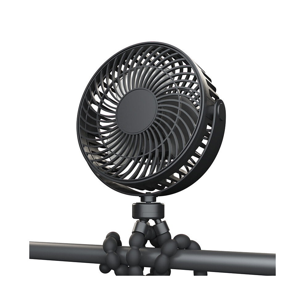 (Black) Portable Small Stroller Fan With Flexible Tripod Clip Usb Rechargeable Handheld Cooling Fan For Travel Car Seat Camping Black 9190758706079