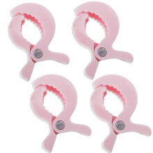 (Pink 4 psc) Baby Colorful Car Seat Accessories Plastic Pushchair Toy Clip Pram Stroller Peg To Hook Cover Blanket Mosquito Net Clips