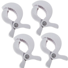 (White 4 psc) Baby Colorful Car Seat Accessories Plastic Pushchair Toy Clip Pram Stroller Peg To Hook Cover Blanket Mosquito Net Clips