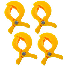 (Yellow 4 psc) Baby Colorful Car Seat Accessories Plastic Pushchair Toy Clip Pram Stroller Peg To Hook Cover Blanket Mosquito Net Clips