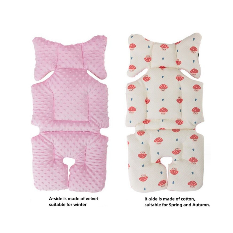 (Pink) Stroller doudou velvet double-sided cushion skating baby talisman fall and winter thickened warm cotton cushion