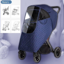 (Blue-L Windcover) Universal Waterproof Winter Thicken RainCover Pushchairs Raincoat Full Cover Wind Dust Shield for Baby Stroller Accessories