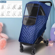 (Blue-M Windcover) Universal Waterproof Winter Thicken RainCover Pushchairs Raincoat Full Cover Wind Dust Shield for Baby Stroller Accessories