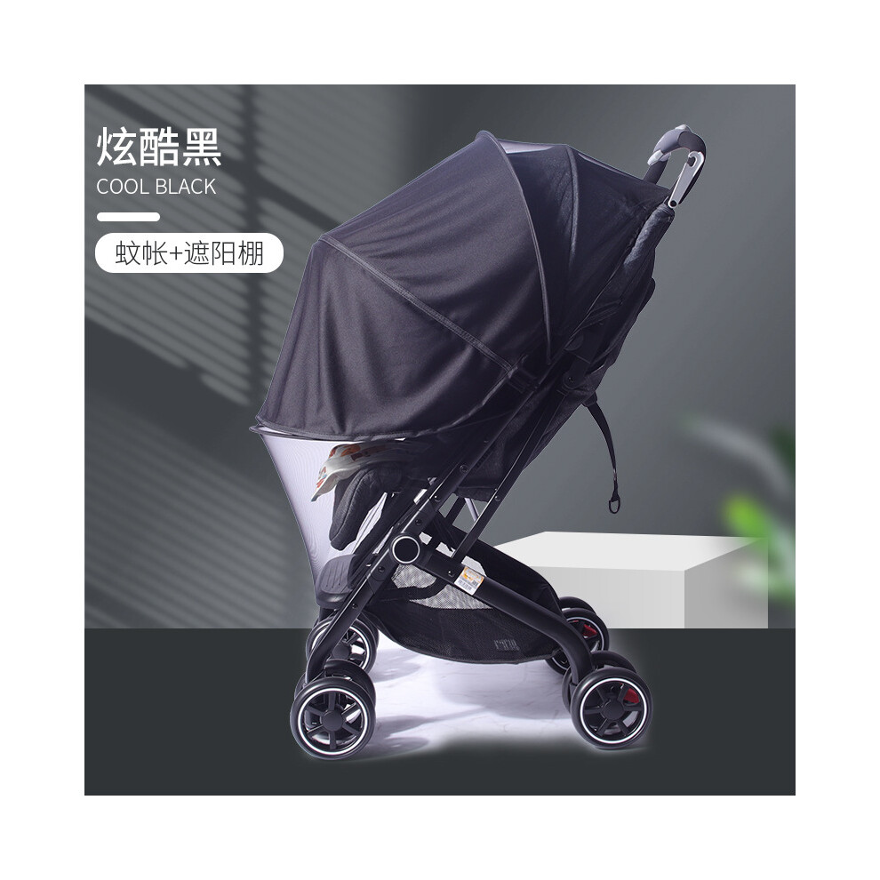 Maxpower (Black) Yoyo Stroller Two-In-One Sunshade Mosquito Net Zipper Anti-Ultraviolet Sunshade Mosquito Net Children's Cart Full-Coveruniversal Black