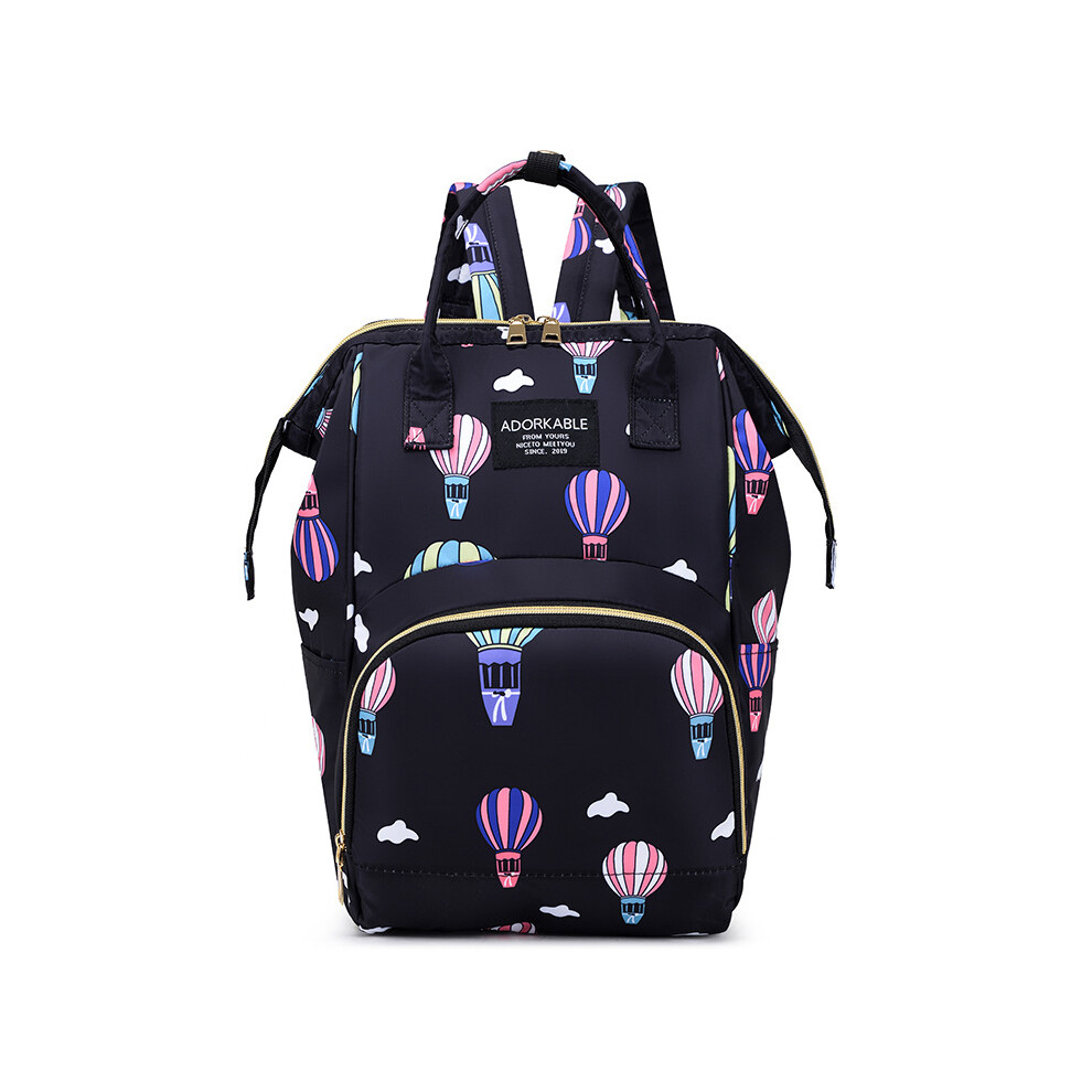 (Black Balloon) Cartoon Baby Stroller Hanging Bag Baby Diaper Storage Bag Large Capacity Baby Bottle Thermos Fashion Mommy Backpack Portable