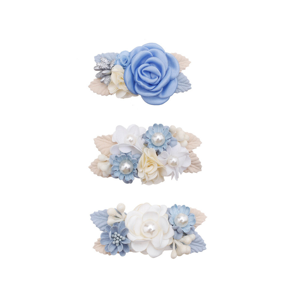 (6, 3 pcs set) Baby Accessories Princess Flower Hairpins for Baby and Little Girl Imitation Headdress Kids Princess Hair Accessories 3