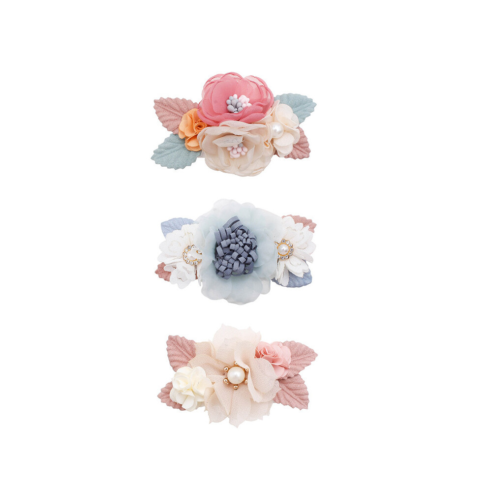 (3, 3 pcs set) Baby Accessories Princess Flower Hairpins for Baby and Little Girl Imitation Headdress Kids Princess Hair Accessories 3