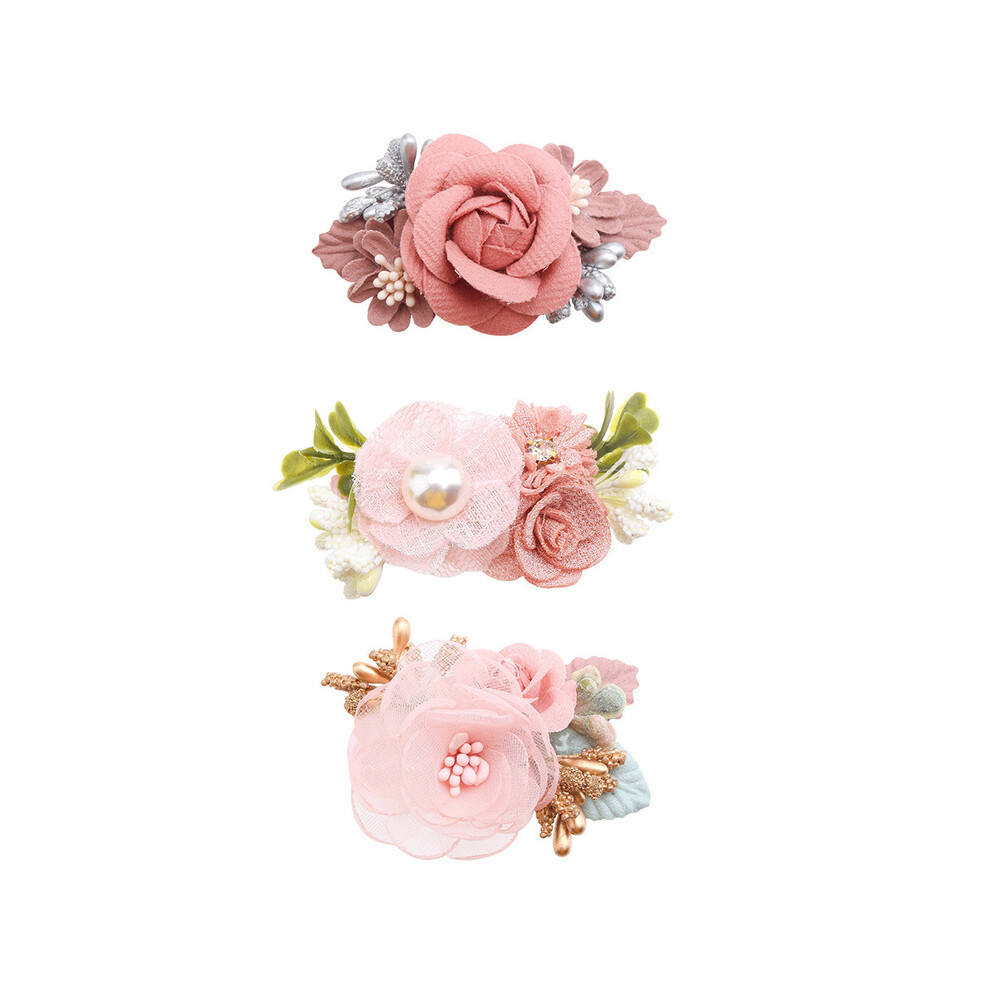 (1, 3 pcs set) Baby Accessories Princess Flower Hairpins for Baby and Little Girl Imitation Headdress Kids Princess Hair Accessories 3