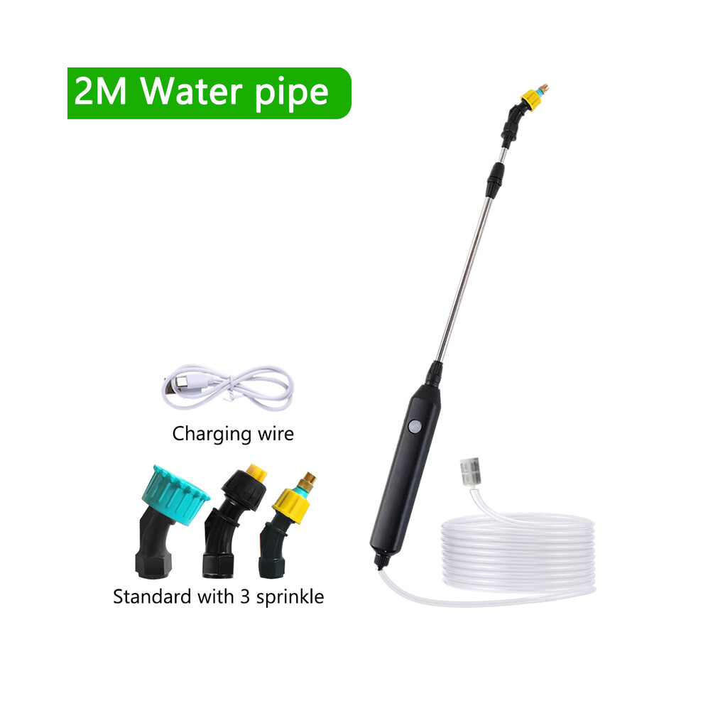 (2 meters 5 in 1) Portable Electric Gardening Sprayer Irrigation Tool USB  Rechargeable Telescopic Handle with 3 Nozzles for Yard Plant