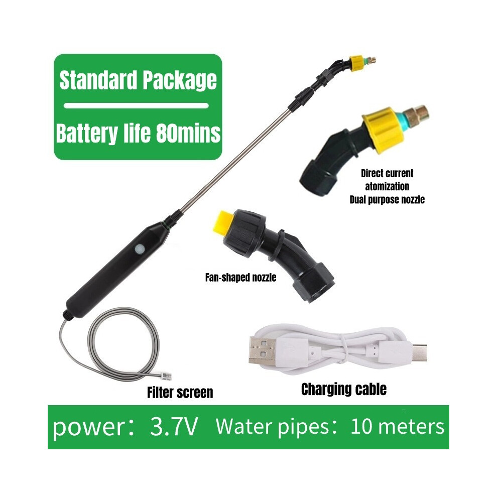 (10M) Electric Plant Sprayer Watering Spray Irrigation Tool Long Range USB Rechargeable Telescopic Handle with 2 Nozzle for Yard