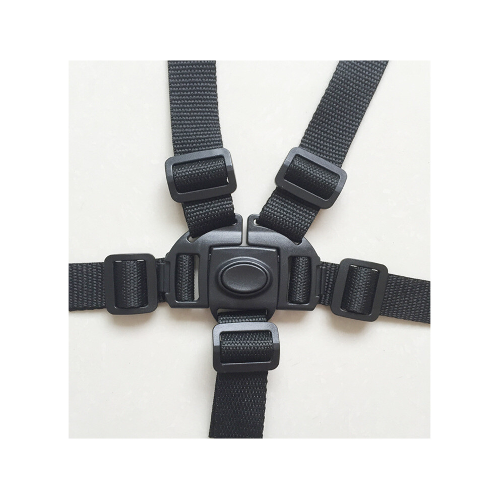 (Black) Universal Baby 5 Point Harness Safe Belt Seat Belts for Stroller High Chair Pram Buggy Children Kid Pushchair