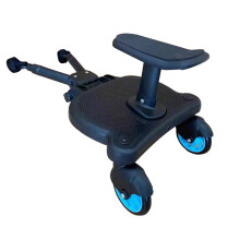 (Blue01) Universal Baby Strollers Pedal Adapter Second Child Standing Plate with Seat Trolley Auxiliary Trailer Twins Scooter Hitchhiker