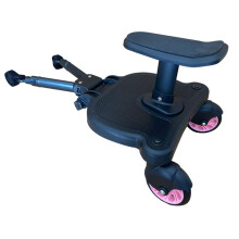 (Pink01) Universal Baby Strollers Pedal Adapter Second Child Standing Plate with Seat Trolley Auxiliary Trailer Twins Scooter Hitchhiker