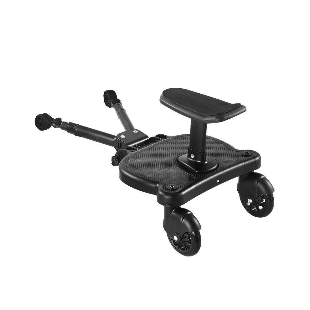 (Black01) Universal Baby Strollers Pedal Adapter Second Child Standing Plate with Seat Trolley Auxiliary Trailer Twins Scooter Hitchhiker