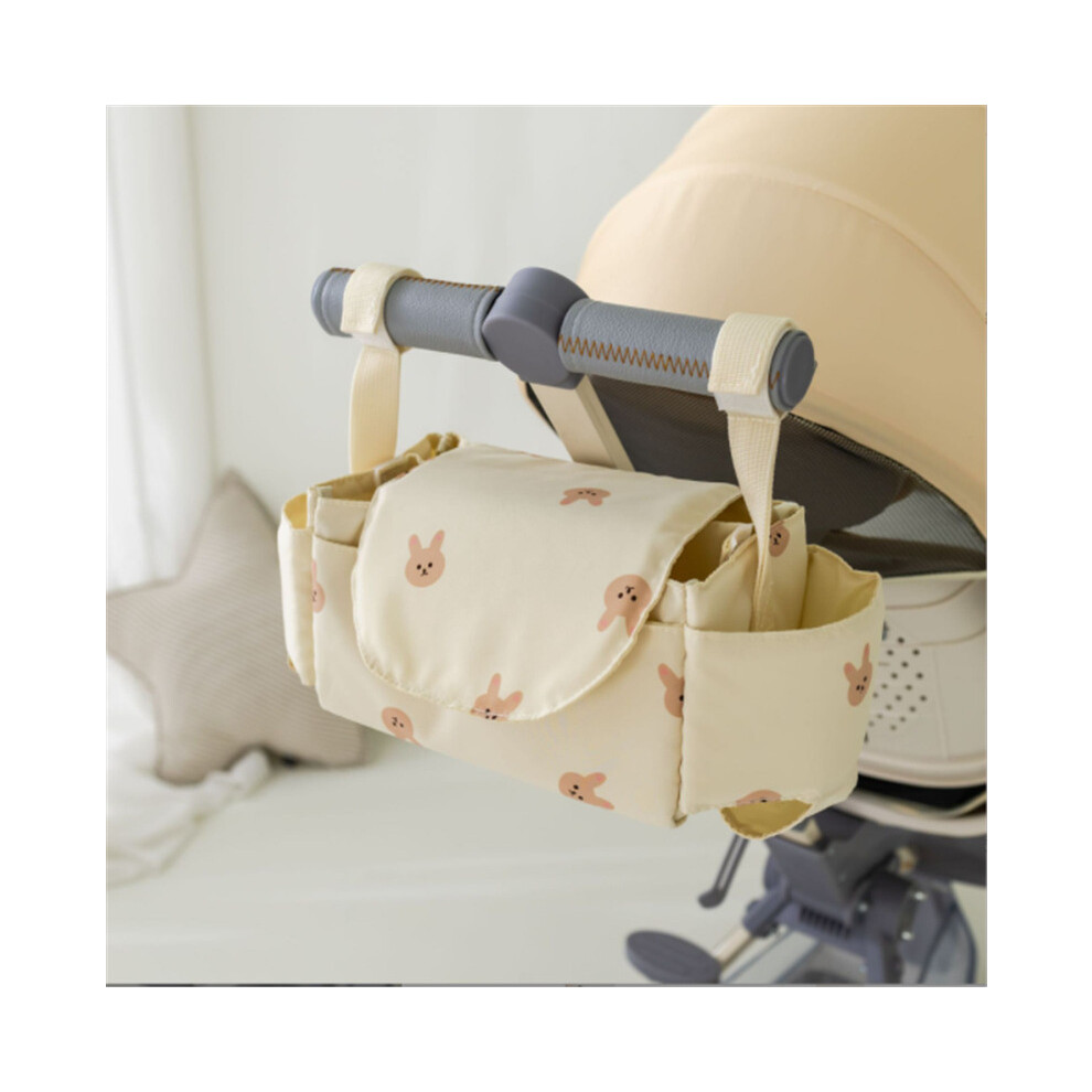 (beige rabbit) Baby Stroller Bag Pram Organizer Cartoon Bottle Holder Baby Stroller Accessories Hanging Caddy Storage Bag Mommy Bag