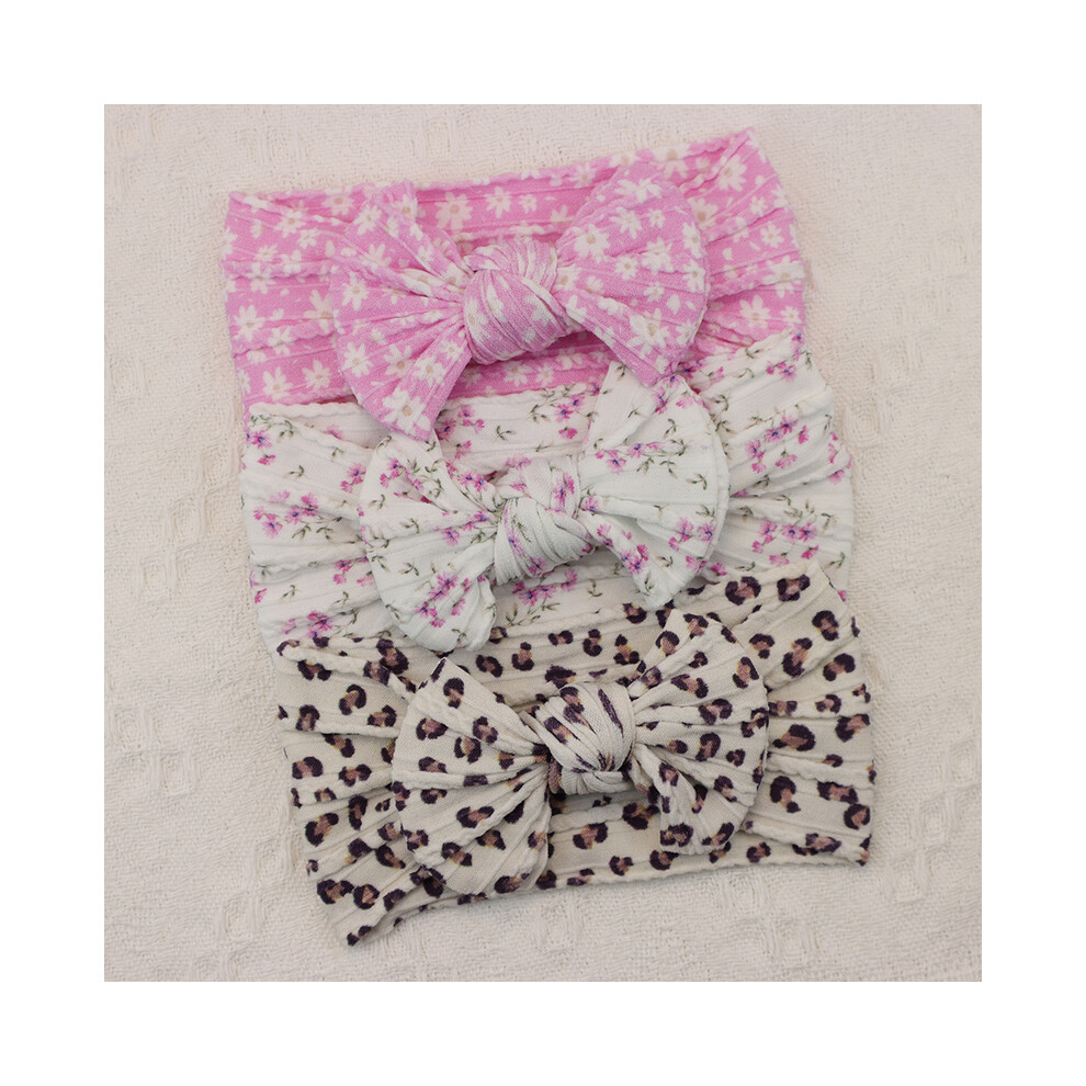 (C6) 3Pcs Knit Bows Baby Headbands Lot Newborn Baby Girl Headband Set Elastic Nylon Children Turban Kids infant Baby Hair Accessories