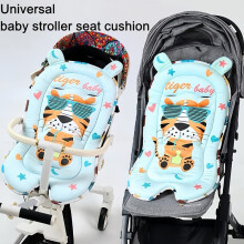 (Blue Tiger) Baby Stroller Seat Cushion Kids Cotton Breathable Prams Cart Mat Pushchair Soft Mattress Infant Pad Travel Stroller Accessories