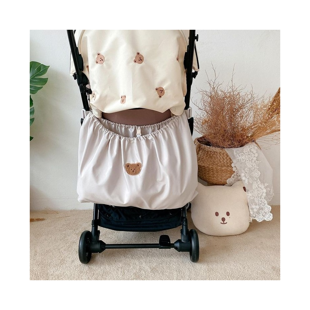 (Beige bear) Reusable Washable Baby Milk Bottle Diapers Pouch Outdoor Travel Stroller Hanging Storage Organizer Nappy Storage Bag