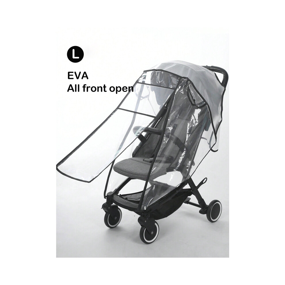 (black L) Baby stroller accessories waterproof and rainproof cover transparent windproof and dustproof opened for baby stroller raincoats