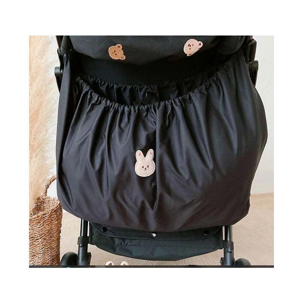 (Black rabbit) Reusable Washable Baby Milk Bottle Diapers Pouch Outdoor Travel Stroller Hanging Storage Organizer Nappy Storage Bag