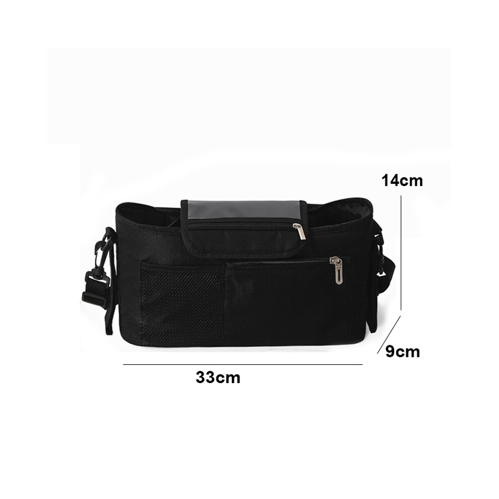 (black) Baby Stroller Bag Pram Organizer Cartoon Bottle Holder Baby Stroller Accessories Hanging Caddy Storage Bag Mommy Bag